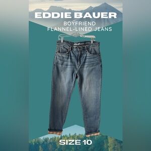 Eddie Bauer Women’s Midrise Boyfriend Flannel-Lined Jeans - Size 10